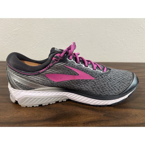 Brooks Ghost 10 Womens Size 11.5 B Running Shoes Grey Purple 1202461B028 EUC - Picture 3 of 13